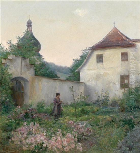 Bluhender Garten In Der Wachau (?) Oil Painting by Emil Barbarini