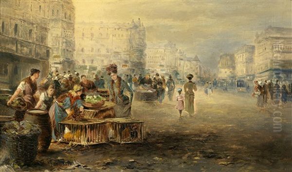 Ein Geflugelmarkt Oil Painting by Emil Barbarini