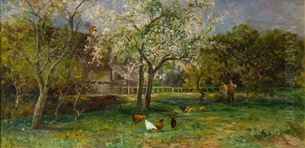 Obstgarten Mit Bluhenden Baumen Oil Painting by Emil Barbarini