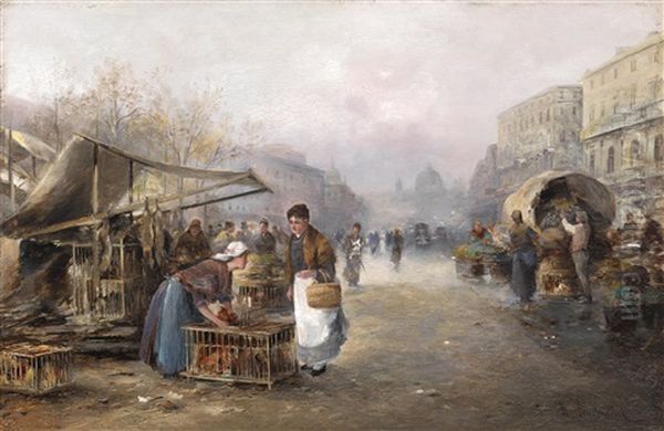 Geflugelmarkt Oil Painting by Emil Barbarini