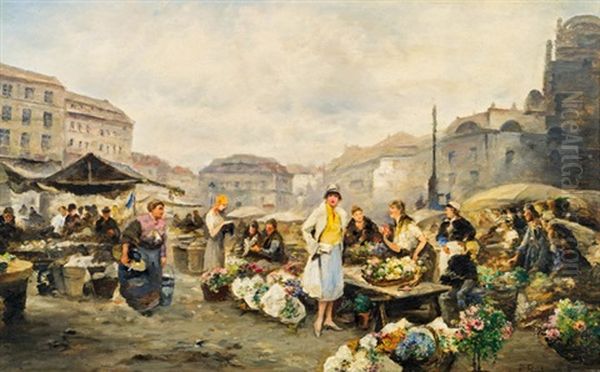 Markt Am Hof In Wien Oil Painting by Emil Barbarini