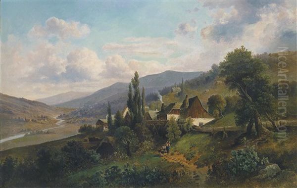 Partie Vom Stainzerboden, Steiermark Oil Painting by Emil Barbarini