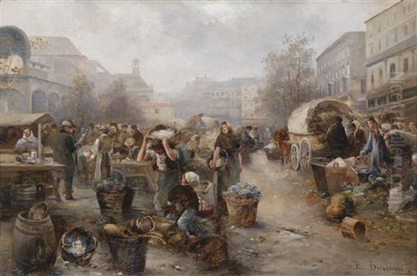 Markttag In Presburg(?) Oil Painting by Emil Barbarini