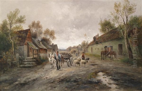 Heimkehr Der Bauern Oil Painting by Emil Barbarini