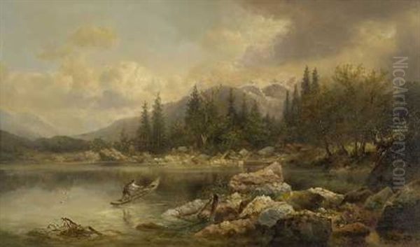 Gebirgssee Oil Painting by Emil Barbarini