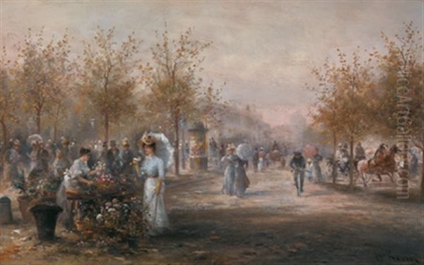 Blumenmarkt, Nizza Oil Painting by Emil Barbarini