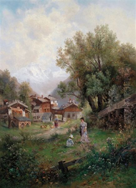 Im Stubaithale (tirol) Oil Painting by Emil Barbarini