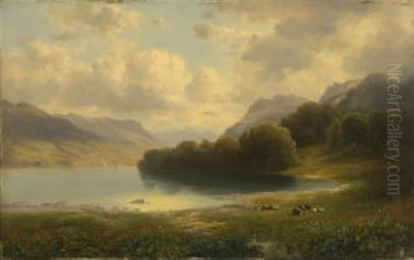 Gebirgssee Oil Painting by Emil Barbarini