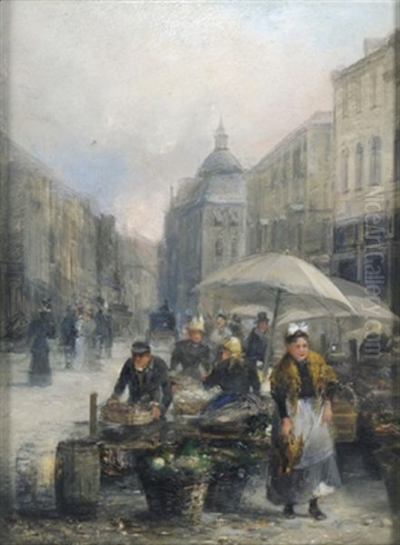 Ein Wiener Markt Oil Painting by Emil Barbarini