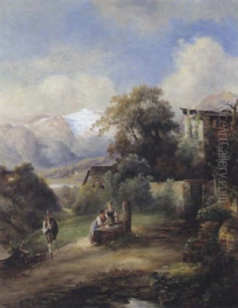 Aus Dem Salzkammergut Oil Painting by Emil Barbarini