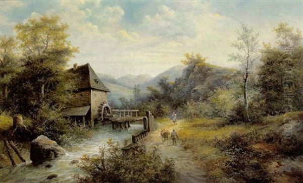 Muhle Am Bach Oil Painting by Emil Barbarini