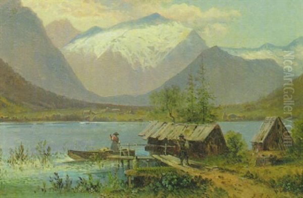 Gebirgssee Oil Painting by Emil Barbarini