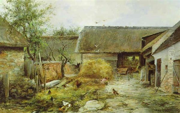 Innenhof Eines Bauerngehoftes Oil Painting by Emil Barbarini