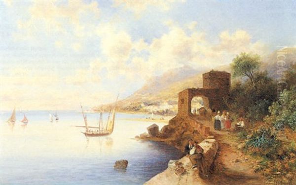 Italienische Kustenlandschaft Oil Painting by Emil Barbarini