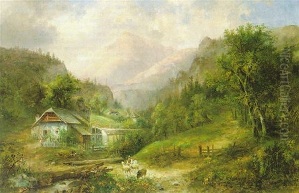 Muhle Bei Steyerling, Oberosterreich, It. Oil Painting by Emil Barbarini