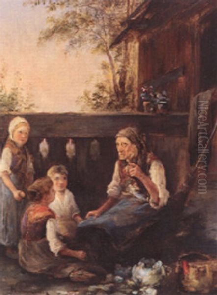 Grosmutters Marchenstunde Oil Painting by Emil Barbarini