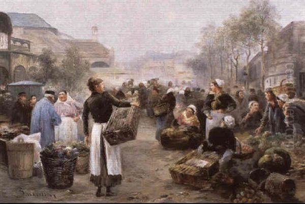 Gemusemarkt Oil Painting by Emil Barbarini