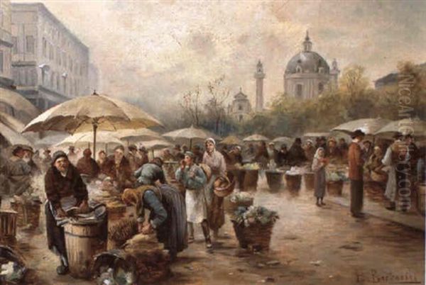 Am Naschmarkt Oil Painting by Emil Barbarini