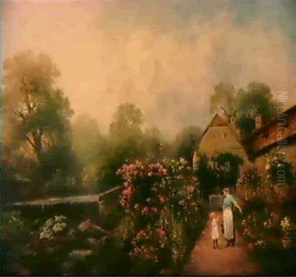 Im Rosengarten Oil Painting by Emil Barbarini