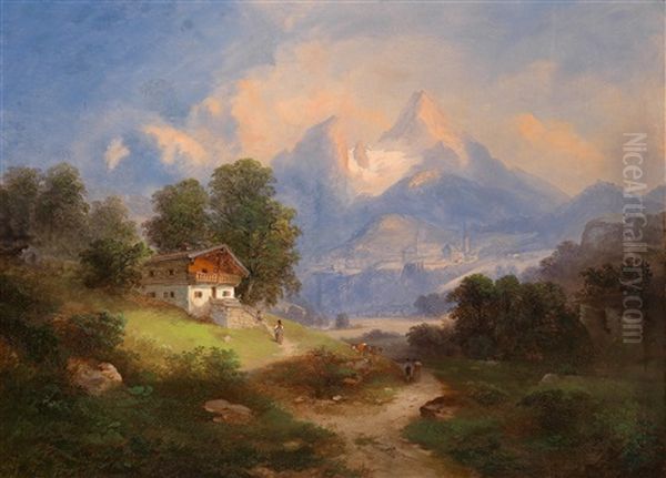 Blick Auf Berchtesgaden Oil Painting by Franz Barbarini