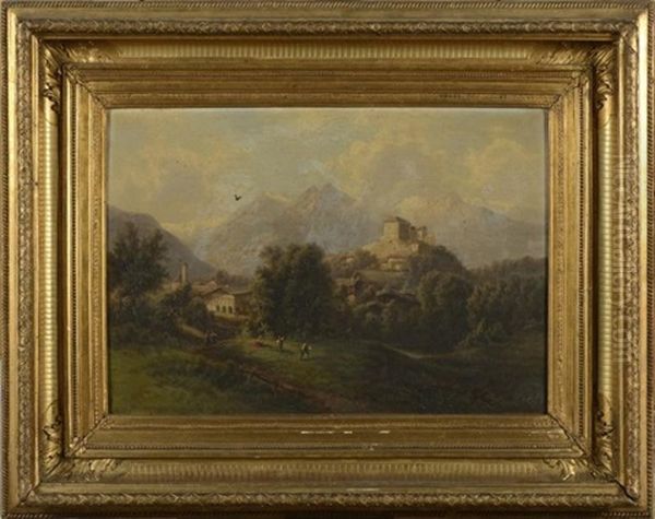 Paysage De Montagne Oil Painting by Franz Barbarini