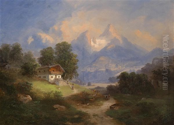 Blick Auf Berchtesgaden Oil Painting by Franz Barbarini