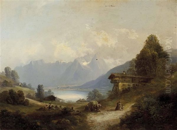 Blick Auf Den Zeller See? Oil Painting by Franz Barbarini