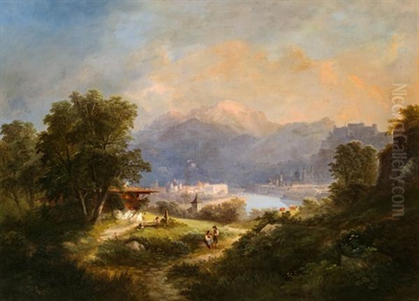 Blick Auf Salzburg Oil Painting by Franz Barbarini