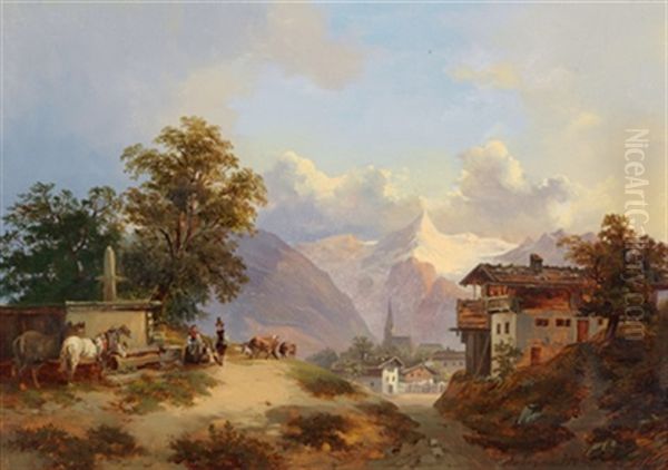 Malvina In Tirol Oil Painting by Franz Barbarini