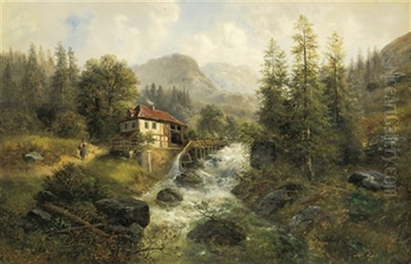 Motiv Bei Schladming In Der Steiermark Oil Painting by Franz Barbarini