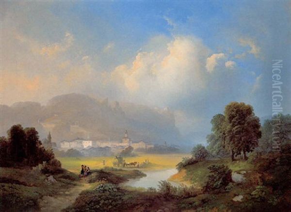 Blick Auf Hallein (?) by Franz Barbarini