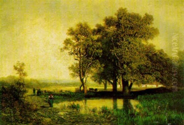 Idylle Am Weiher Oil Painting by Franz Barbarini