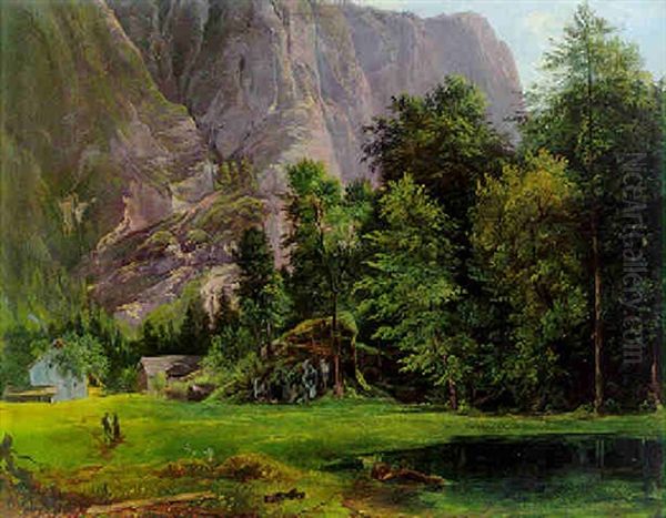 Alpenlandschaft Oil Painting by Franz Barbarini