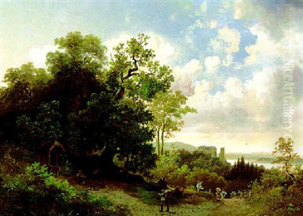 Blick Auf Schlos Weiteneck, Im Hintergrund Melk Oil Painting by Franz Barbarini