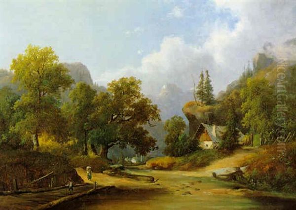 Fluslandschaft Oil Painting by Franz Barbarini