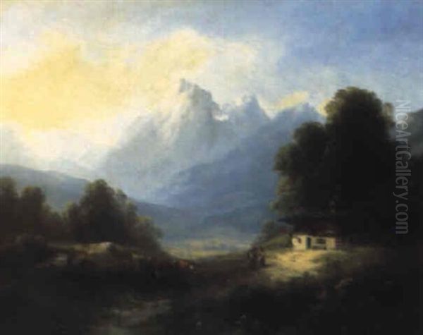 Gehoft In Den Alpen Oil Painting by Franz Barbarini