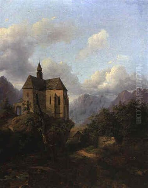 Kapelle Im Bergland Oil Painting by Franz Barbarini