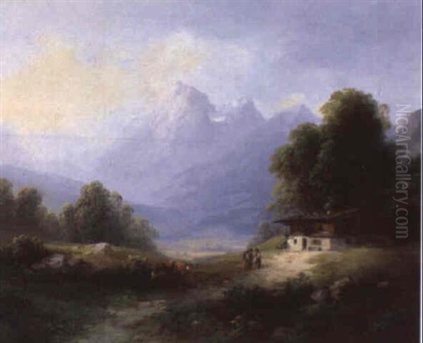 Gehoft In Den Alpen Oil Painting by Franz Barbarini