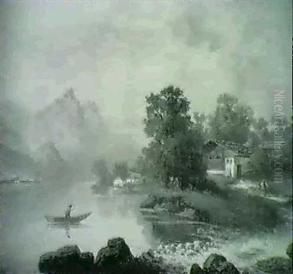 Blick Auf Gmunden Oil Painting by Franz Barbarini