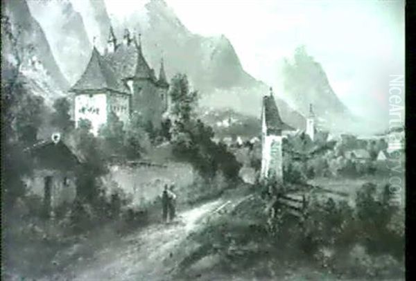 Saalfelden Mit Steinernem Meer. Oil Painting by Franz Barbarini