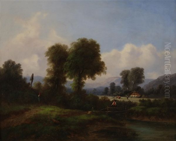 Landliche Idylle Oil Painting by Gustav Barbarini