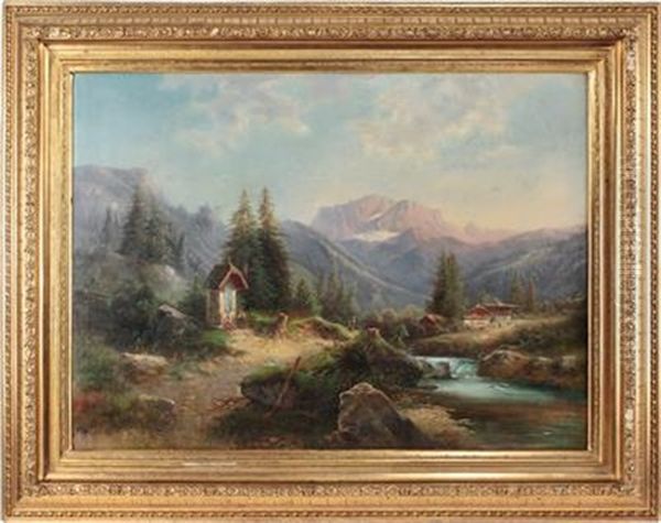 Bachlandschaft Mit Figuraler Staffage Oil Painting by Gustav Barbarini