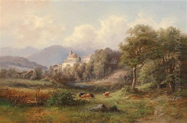 Partie In Kirchberg Am Wechsel Oil Painting by Gustav Barbarini