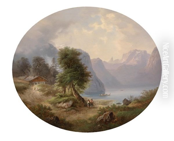 Partie Aus Dem Salzkammergut (?) Oil Painting by Gustav Barbarini