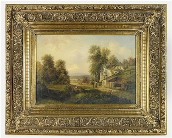 Landschaft Mit Figuraler Staffage Oil Painting by Gustav Barbarini