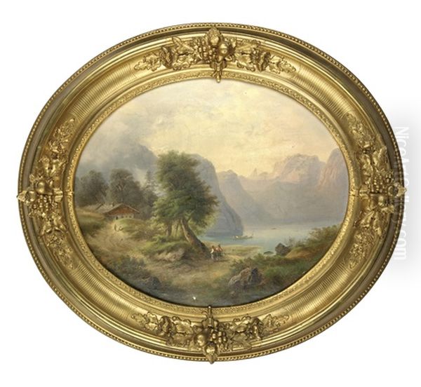 Motiv Aus Dem Salzkammergut Oil Painting by Gustav Barbarini