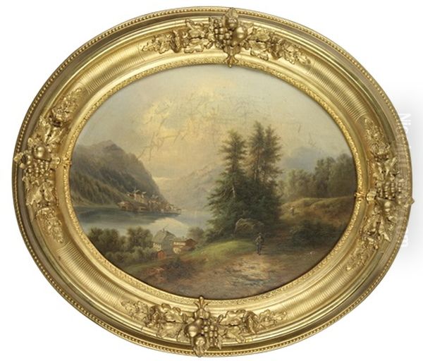 Motiv Aus Dem Salzkammergut Oil Painting by Gustav Barbarini