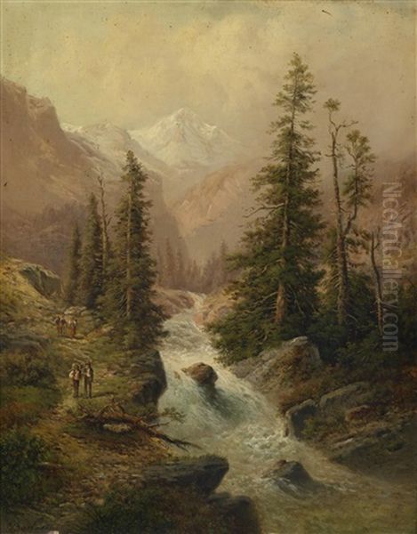 Heimweg Am Bach Oil Painting by Gustav Barbarini