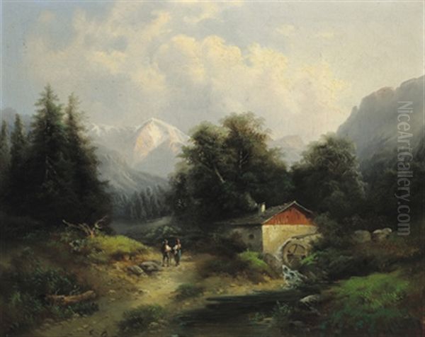 Partie Aus Der Steiermark Oil Painting by Gustav Barbarini