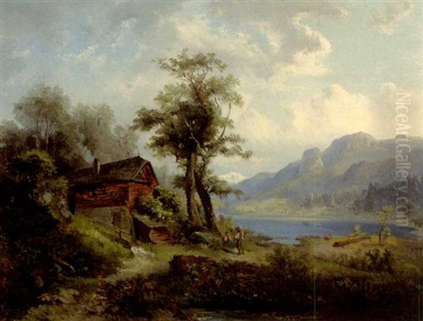 Am Wolfgangsee Oil Painting by Gustav Barbarini